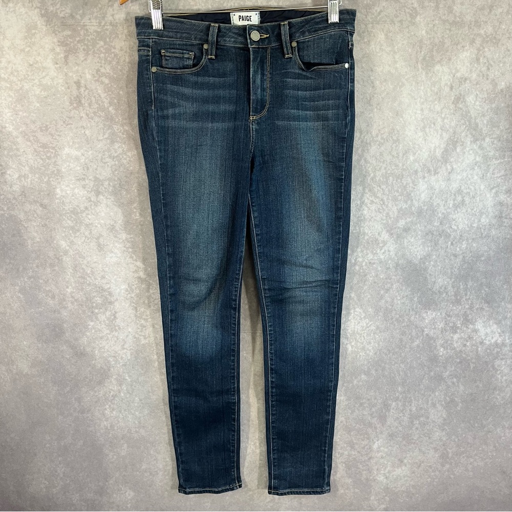 Paige Jeans Women 29 Blue Hoxton Ankle Peg Mid Rise Stretch 5 Pocket Dark Wash